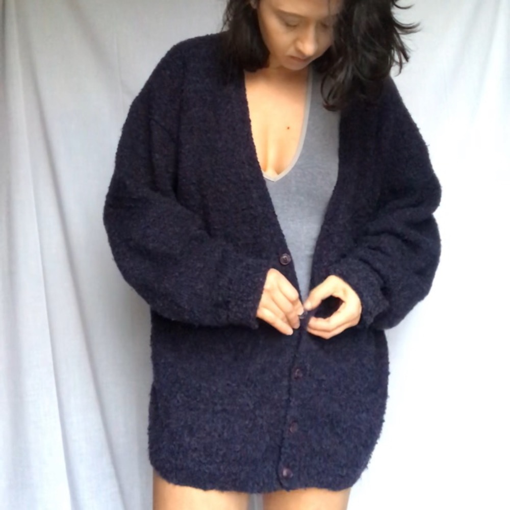 Cardigan Sweater Dark Purple Knit Dark Purple XL